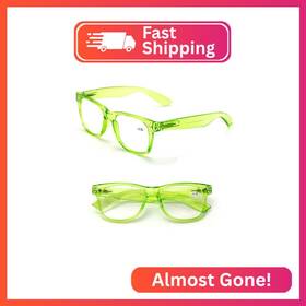 2xgreenway V.w.e. 2 Pairs Transparent Neon Color Deluxe Reading Glasses - Comfortable Styli