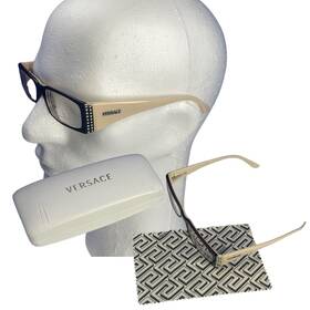 3049-b Versace 54018 Women S Reading Glasses Cream And Black 54017 Made In Italy 135