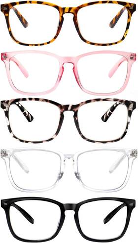 Videbla 744759810694 5 Pack Blue Light Blocking Reading Glasses Spring Hinge Readers For Wome