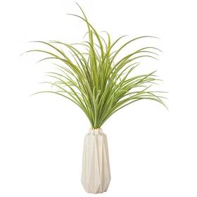Vintage Home 827250821205 Artificial Faux Plastic 26 Inch Tall Green Grass In Grey Ceramic Vase