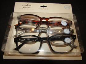 Visage 061462969348 3 Pack Reading 3.00 Eye Glasses Black Brown Gray Metal Spring Hinges