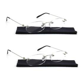 Viseng 631384606238 2 Pairs Unisex Super Lightweight Rimless Quality Readers Ultra Thin Clear Len