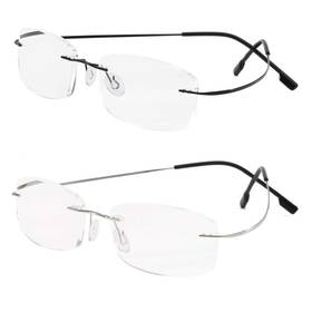 Viseng 631384606801 Set Of 2 Rimless Reading Glasses Titanium Metal Ultra Light Readers Men Women