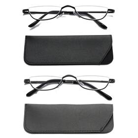 L1006-2-2.5 Viseng 2 Pairs Half Frame Reading Glasses For Women Men Slim Moon Lens Readers Met