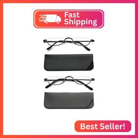 L1006-2-3.0 Viseng Half Frame Reading Glasses For Women Men Slim Moon Lens Readers Meta