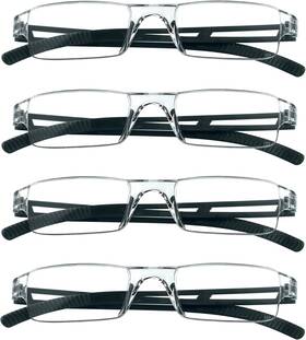 Vision 445038943944 4 Pair Mens Rectangular Blue Light Blocking Reading Glasses Spring Hinge Readers