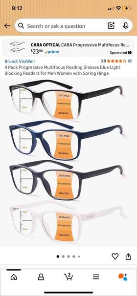 Cg115-4 Visiwell 4 Pack Progressive Blue Light Blocking Square Reading Glasses 1.25x