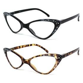 Visual Plus 634598126561 2 Pack Cat Eye Reading Glasses Cateye For Women E