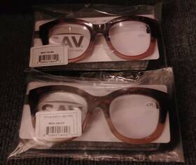 E9241 Vk Couture 2 Sav Women Blue Light Glasses Limelight Tan And Pink 2.50