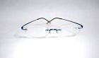 W03760 Unbranded Vintage Small Rectangle Metal Rimless Reading Glasses Blue