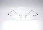 W41040 Unbranded Vintage Rimless Rectangle Readers Silver