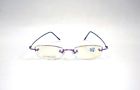 W41054 Unbranded Vintage Rimless Rectangle Readers Purple