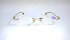Wa9013 Unbranded Vintage Classic Rectangle Metal Rimless Reading Glasses Gold