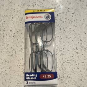 10183044-325-flg Walgreens 3.25 Reading Glasses Black Eyeglasses Clear Lens 3-pack