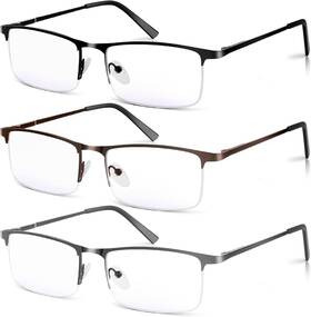Weimeltoy 313055261204 3 Pack Blue Light Blocking Reading Glasses For Men Stylish Half Frame Metal Com