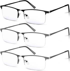 Weimeltoy 313106126131 3 Pack Blue Light Blocking Reading Glasses For Men Stylish Half Frame Metal Com