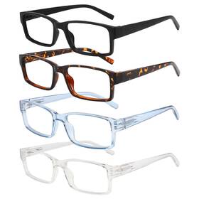L1203 Wenlcck Rectangle Reading Glasses Men Women Spring Hinges Clear Lens 4 Colors 0.5x New