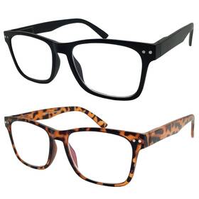 Wise Eyewear 763461998704 2 Pack Bulk Multi Focus 3 Power Progressive Reading Glasses - No Line 1 Blac