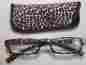 Wpr24 Unbranded Reading Glasses Orange Clear Black Leopard Print Carrying Pouch 2.25 Y2 739042571482