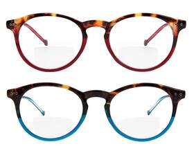 Yogo Vision 810039922569 Bifocal Reading Glasses 2 Pack Plastic Keyhole Spring Hinge Frames Re