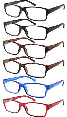 Yogo Vision 810039924396 6-pack Reading Glasses For Men And Women Readers In 4 Frame Colors 2 Black