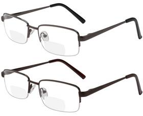 Sc-7091 Yogo Vision Sc-7091- 3.25 Reading Glasses Set Of 2 Bifocal Half Rim Metal For