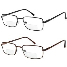 Sc-7506 Yogo Vision Sc-7506- 2.25 Bifocal Reading Glasses 2 Pack Metal Full Rim Readers Rectangle For R
