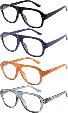 Sc-7555 Yogo Vision Sc-7555- 1.75 4-pack Retro Oversized Reading Glasses For Men And Women Stylish Square Frame