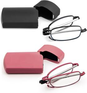Ysl 711181239324 2 Pack Folding Reading Glasses Stainless Steel Mini Anti-blue Light Blocking Rea