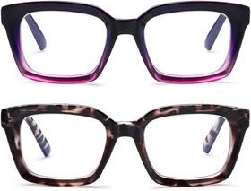 Ytdbns 782905457690 2 Pairs Oversized Retro Reading Glasses For Women Oprah Style Large Blue Light B