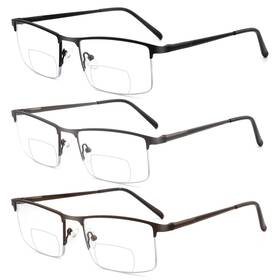 B0f61dck5v Zooxsky 3 Pack Bifocal Reading Glasses For Men Lightweight Metal Half Frame Clea
