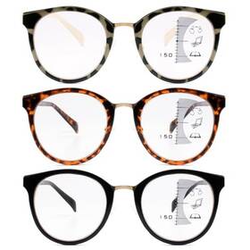 Zooxsky-3p-br Zooxsky Zooxsky-3p-br/bl/bt-2.0 3 Pack Progressive Reading Glasses For Women Men Round Frame Multifocal Readers