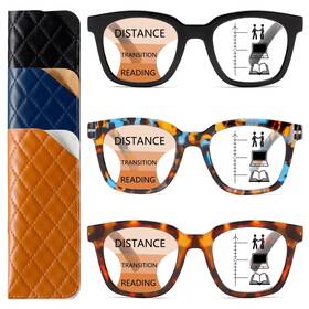 Zxyoo 761017756440 3 Pack Near-range Workspace Progressive Reading Glasses For Women Men Square