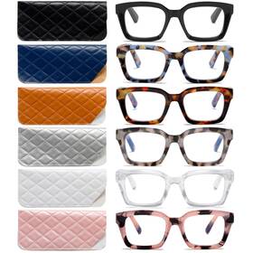 Zxyoo 761426386429 6 Pack Oversize Square Design Reading Glasses For Women Blue Light Blocking