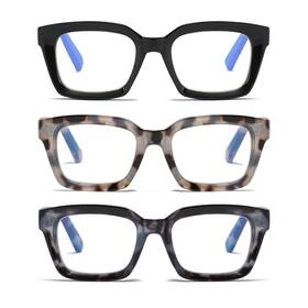 Zxyoo 788185370001 3 Pack Oversize Square Design Reading Glasses For Women Blue Light Blo