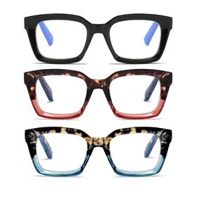 Zxyoo 799904395465 3 Pack Oversize Square Design Reading Glasses For Women Fashion Readers With