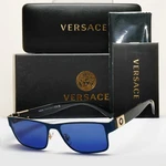 Versace Sunglasses Blue Black Gold Medusa Metal Square Mod 1274 1468 55MM. Fixed Price $179.93.