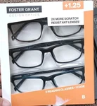 Foster Grant Design Optics Classic Round Reading Glasses +1.25 3 Pack New. Fixed Price $13.99.
