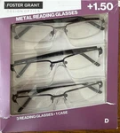 Foster Grant 3 Pack Readers And 1 Case Metal Reading Glases **d** You Pick. Fixed Price $10.99.
