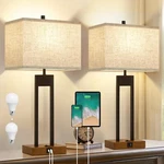 25.5'' Set Of Modern Bedroom Table Lamps With Usb C+a Ports, 3 Color Change.... Fixed Price $118.69.