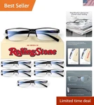 6 Pack 1.5 Executive Style Reading Glasses Men - Durable Readers With Blue Li.... Fixed Price $41.70.