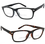 1 2 Pairs Clear Bifocal Reading Glasses Retro Rectangular Frame Spring Temple. Fixed Price $22.95.