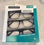 Design Optics By Foster GRANT,+2.00 B, Reading Glass 3 Pack. Fixed Price $17.99.