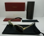 Cartier Square Sunglasses Gold White Buffalo Horn Flash Lens CT0363S 005 M. Fixed Price $2699.99.
