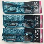 "3 Pair" Foster Grant Pearla Teal +2.50 Reading Readers Glasses Tel. Fixed Price $26.95.