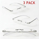 3 Pack Reading Elastic Transparent Rimless Flexible Women Eyeglasses. Fixed Price $16.99.