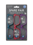 If Spare Pair - Reading Glasses (brights) +2.0, Turquoise/red/purple. Fixed Price $34.48.