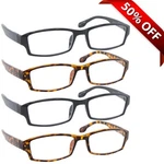 New Reading Glasses 4 Pack Black Tortoise Flex Hinges Duratight Screws. Fixed Price $25.95.