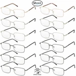 Reading Glasses Womens 12 Pack Spring Hinge Square Metal Frame Wholesale. Fixed Price $24.95.