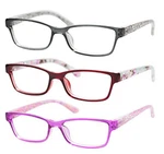 Soolala Pairs Patterned Ladies' Spring Hinge Reading Glasses With Pouch, 3.0X. Fixed Price $17.99.